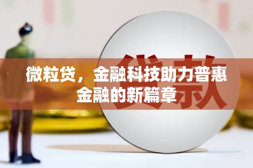 苍溪微粒贷，金融科技助力普惠金融的新篇章