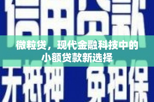 苍溪微粒贷，现代金融科技中的小额贷款新选择