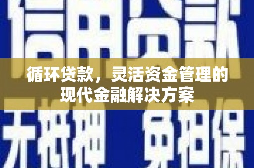 苍溪循环贷款，灵活资金管理的现代金融解决方案