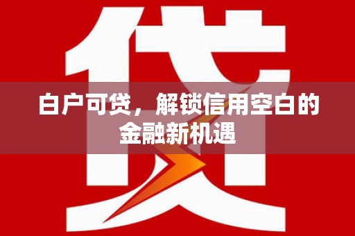 苍溪白户可贷，解锁信用空白的金融新机遇