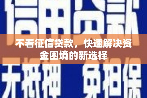 苍溪不看征信贷款，快速解决资金困境的新选择