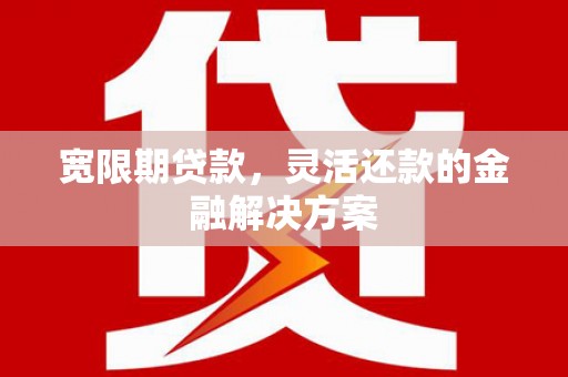 苍溪宽限期贷款，灵活还款的金融解决方案