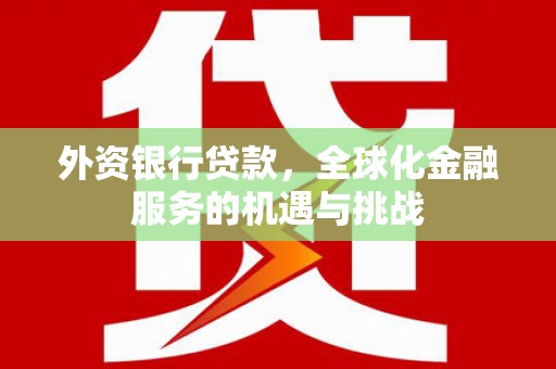 苍溪外资银行贷款，全球化金融服务的机遇与挑战