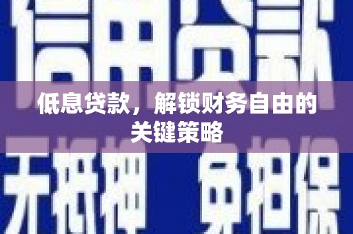 苍溪低息贷款，解锁财务自由的关键策略