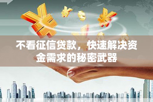 苍溪不看征信贷款，快速解决资金需求的秘密武器