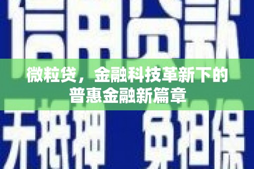 苍溪微粒贷，金融科技革新下的普惠金融新篇章