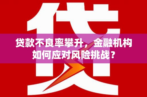 苍溪贷款不良率攀升，金融机构如何应对风险挑战？