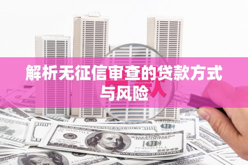 苍溪解析无征信审查的贷款方式与风险