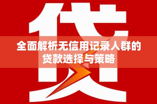 苍溪全面解析无信用记录人群的贷款选择与策略