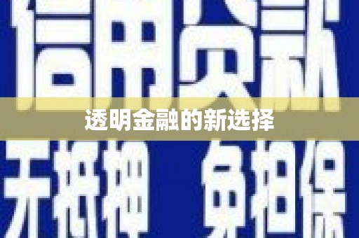 苍溪透明金融的新选择